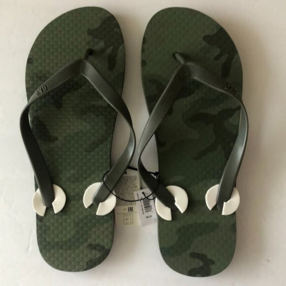 Gap Logo Flip Flops Mens Olivine Green Army Sz. 10-11 Men's - Picture 1 of 4